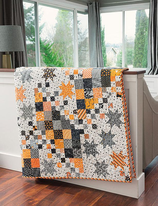 Stashtastic 2 fat quarter quilt pattern – orange black patchwork quilt from Doug Leko Antler Quilt Design