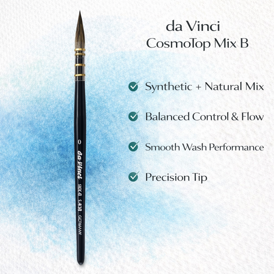 da Vinci Watercolor Series 438 CosmoTop Mix B Paint Brush, Quill Synthetic/Natural Mix, Size 0