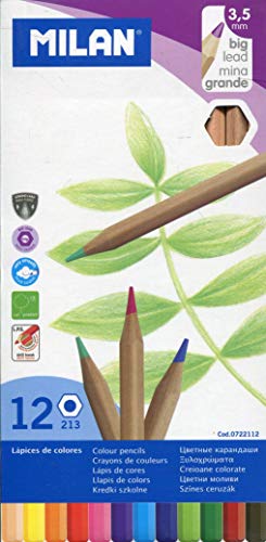 Milan 0722112 – Pack of 12 Colouring Pencils, Lead Large