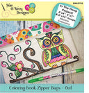 SueOVeryDesigns Owl Coloring Book Zipper Bags in The Hoop Embroidery CD