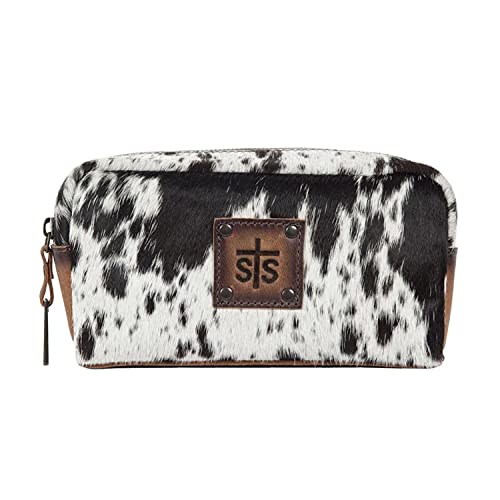 STS Ranchwear Women's Western Leather Cowhide Bebe Cosmetic Bag by STS Ranchwear in White