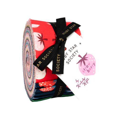 Ruby Star Society Strawberry Jelly Roll – 40 precut cotton strips in red, pink, and floral prints for quilting