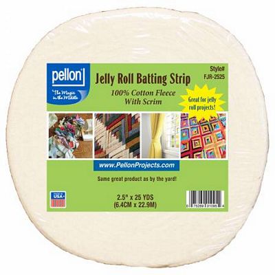 Pellon Jelly Roll Batting Strip 2 Rolls – 2.5 in x 25 yd Cotton Quilt Batting