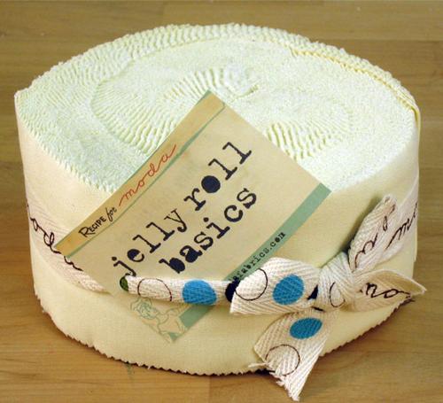 Moda Bella Solids Snow Jelly Roll 9900JR 11 with 40 rolled 2.5 inch snow white quilting strips of 100% cotton fabric
