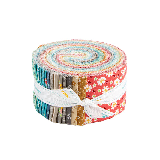 Riley Blake Farmer's Daughter 2.5in Cotton Quilting Strips Jelly Roll 40pcs RP-17160-40 – Multicolor Farm Print Fabric