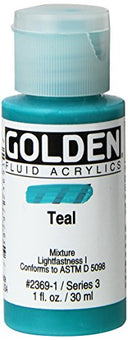 4 Oz Fluid Acrylic Color Paint Color: Teal