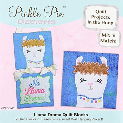 Pickle Pie Designs Llama Drama Mix N Match Quilt Blocks Machine Embroidery Design CD Pattern