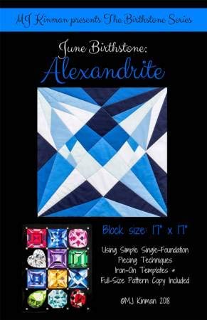 MJ Kinman Quilt Patterns, Birthstone Series - Finished Block Size is 17