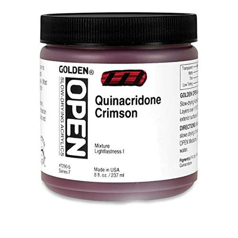 Golden OPEN Acrylic Colors quinacridone crimson 8 oz. jar