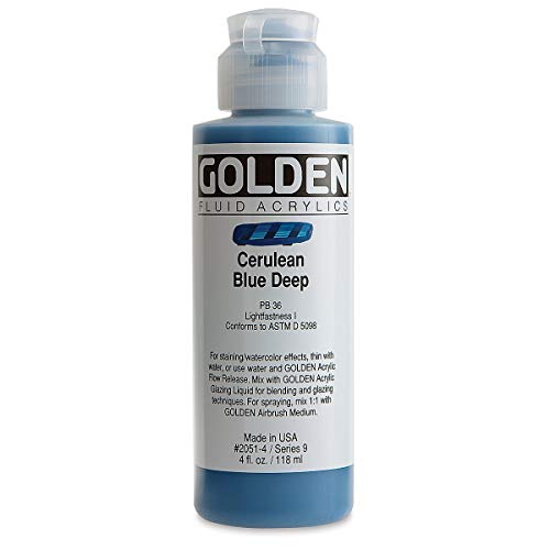 4 Oz Fluid Acrylic Color Paint Color: Cerulean Blue Deep
