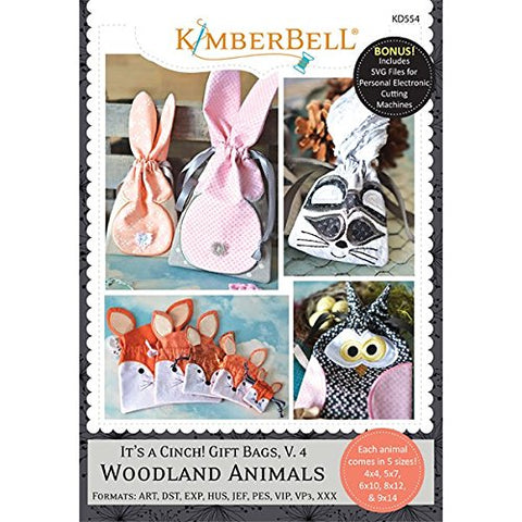 KIMBERBELL Embroidery CD: It's a Cinch! Gift Bags, Volume 4: Woodland Animals KD554