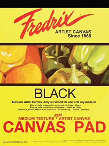 Tara Materials Fredrix 16x20 Black Canvas Pad 10 Sheets, 16 x 20 Inches