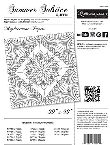 Quiltworx - Judy Niemeyer Quilting Summer Solstice Queen Replacement Papers Pattern, None