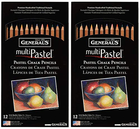 2-Pack - General Pencil 4400-12A General's Pastel Chalk Pencils, 12 colors per pack